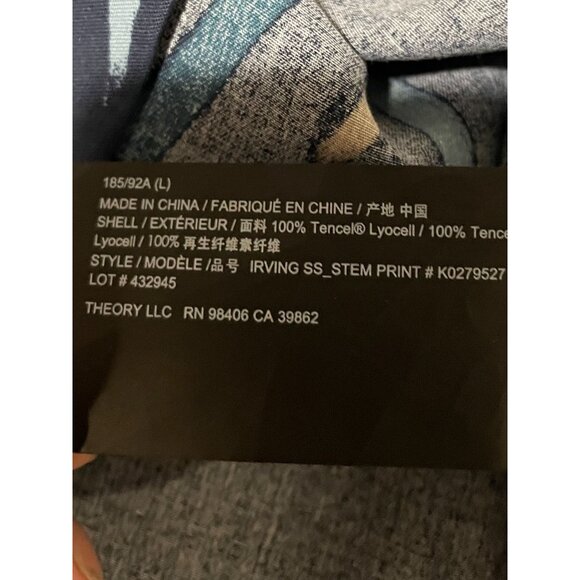 Theory Irving SS Space Multi Stem Print Shirt Men's Size L - Picture 9 of 11